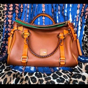 Dooney and Bourke Bristol Satchel Pebble Leather Chestnut Caramel Brown EUC